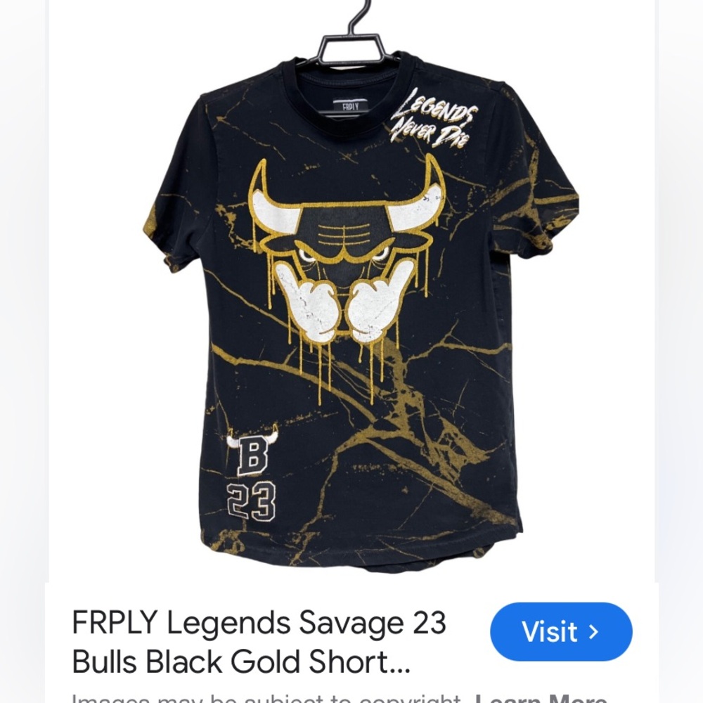CHICAGO BULL FRPLY Legends Savage 23 Black & Gold Graphic Tee Shirt 
Size XL